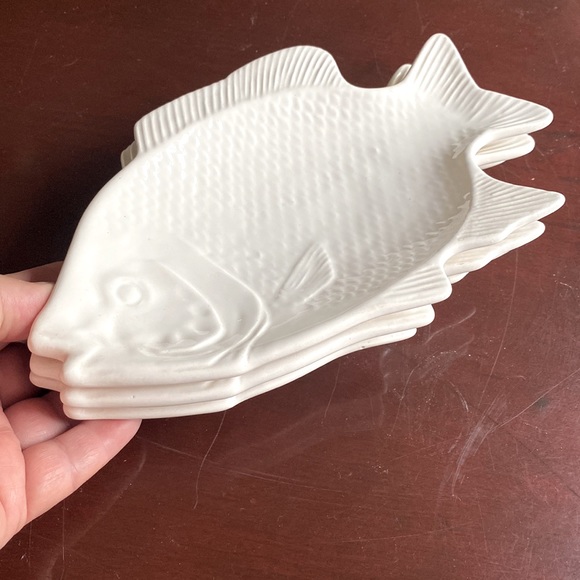 3 Fish Shaped Plates Ocean Sakakibara Japan Tableware White Vintage